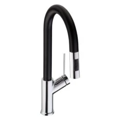 Abode Virtue Nero Kitchen Mixer Tap With Pull Out Chrome