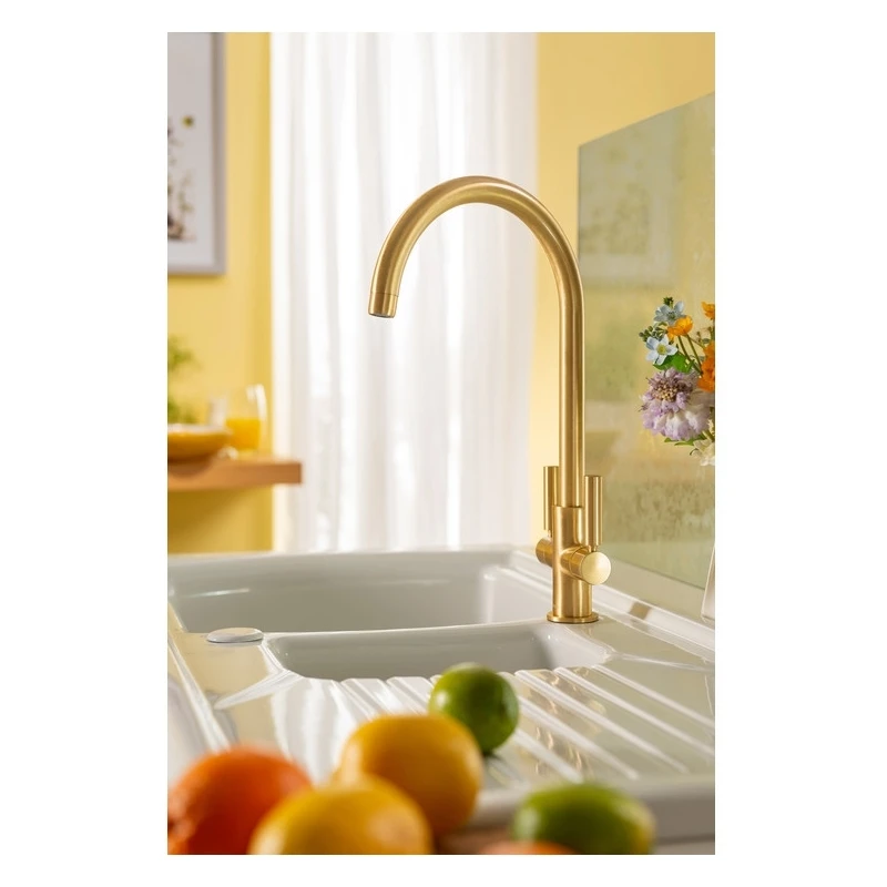 Abode Globe Monobloc Kitchen Mixer Tap Brushed Brass 5 Abode Globe Monobloc Kitchen Mixer Tap Brushed Brass - Image 3