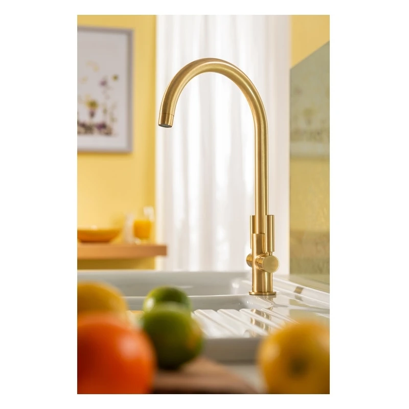 Abode Globe Monobloc Kitchen Mixer Tap Brushed Brass 6 Abode Globe Monobloc Kitchen Mixer Tap Brushed Brass - Image 4