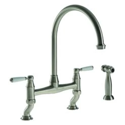 Abode Astbury Bridge Kitchen Mixer Tap With Handspray Pewter