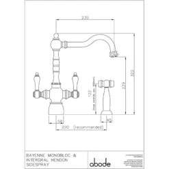 Abode Bayenne Dual Lever Mono Sink Mixer With Handspray Pewter -Home Bathroom abode at3027 2