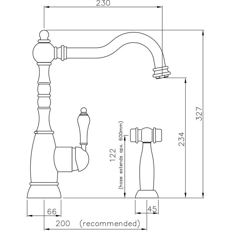 Abode Bayenne Single Lever Mono Sink Mixer With Handspray Chrome 4 Abode Bayenne Single Lever Mono Sink Mixer With Handspray Chrome - Image 2