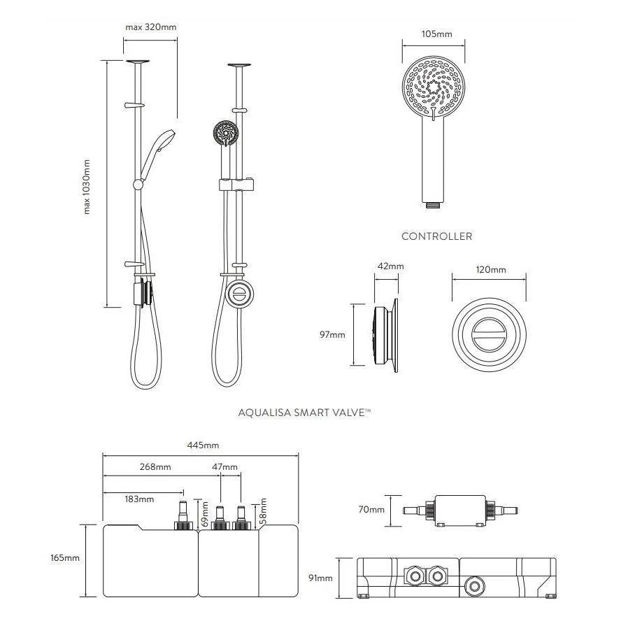 Aqualisa Quartz Classic Smart Shower Exposed With Adjustable Head (Gravity Pumped) 4 Aqualisa Quartz Classic Smart Shower Exposed With Adjustable Head (Gravity Pumped) - Image 2