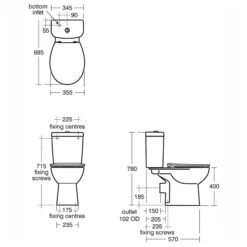 Armitage Shanks Sandringham 21 Toilet With 4/2.6 Litre Cistern & Normal Seat -Home Bathroom armitage shanks e822101 e899901 e131601 4
