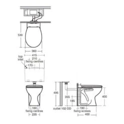Armitage Shanks Sandringham 21 Back To Wall WC Pan & Toilet Seat -Home Bathroom armitage shanks e897401 e131701 3