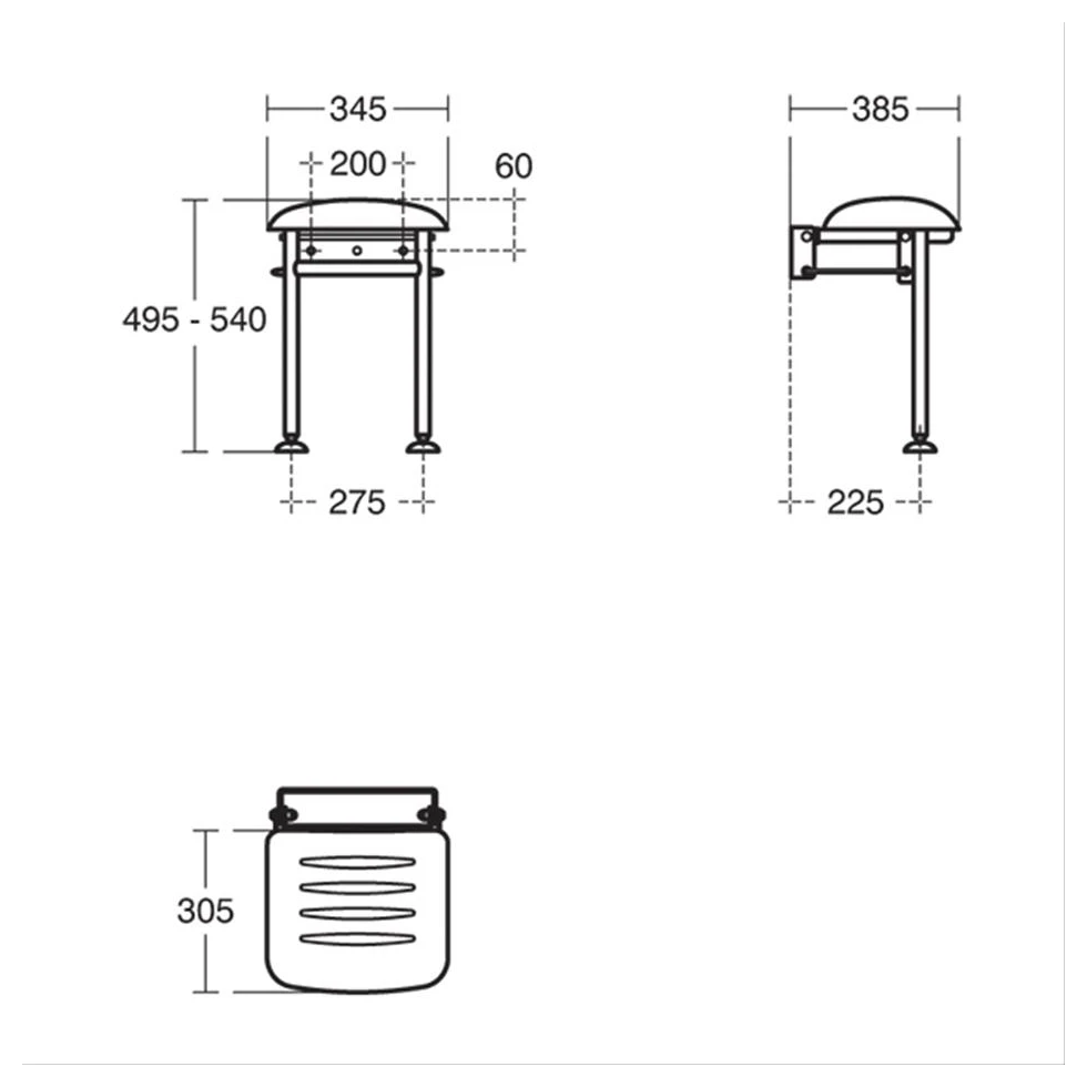 Armitage Shanks Folding Shower Seat With Legs S6850 4 Armitage Shanks Folding Shower Seat With Legs S6850 - Image 2