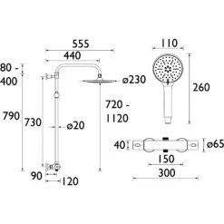 Bristan Buzz 2 Adjustable Rigid Riser Diverter Bar Shower -Home Bathroom bristan buz2shxdivctffc 3