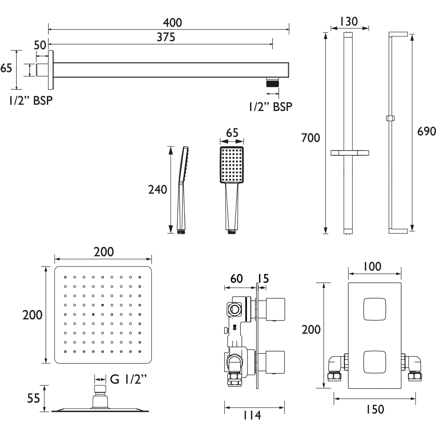 Bristan Cobalt Shower Pack Black 4 Bristan Cobalt Shower Pack Black - Image 2