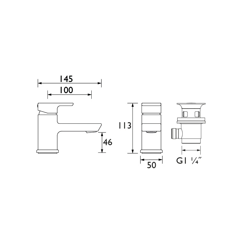 Bristan Cobalt Basin Mixer With Clicker Waste Black 4 Bristan Cobalt Basin Mixer With Clicker Waste Black - Image 2