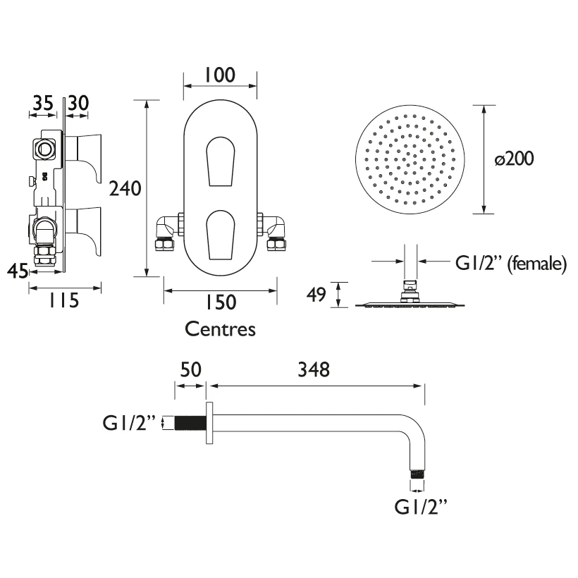 Bristan Hourglass Shower Pack With Fixed Head 4 Bristan Hourglass Shower Pack With Fixed Head - Image 2