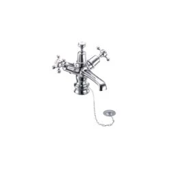 Burlington Claremont Regent Basin Mixer, Plug & Chain Waste, Chrome/White