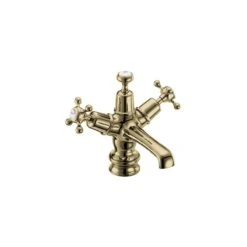 Burlington Claremont Regent Basin Mixer With Click Waste Gold/White