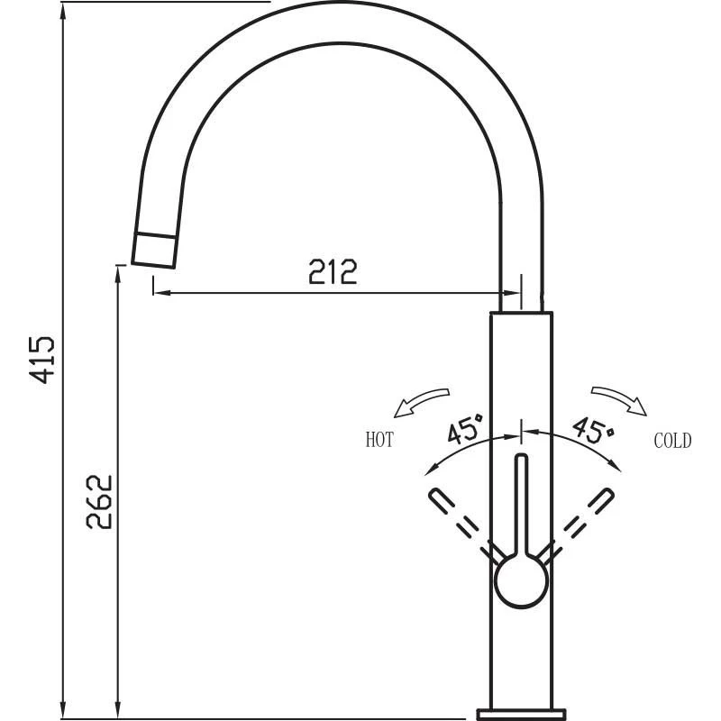 Clearwater Jovian Sink Mixer With C Spout Brushed Nickel 4 Clearwater Jovian Sink Mixer With C Spout Brushed Nickel - Image 2