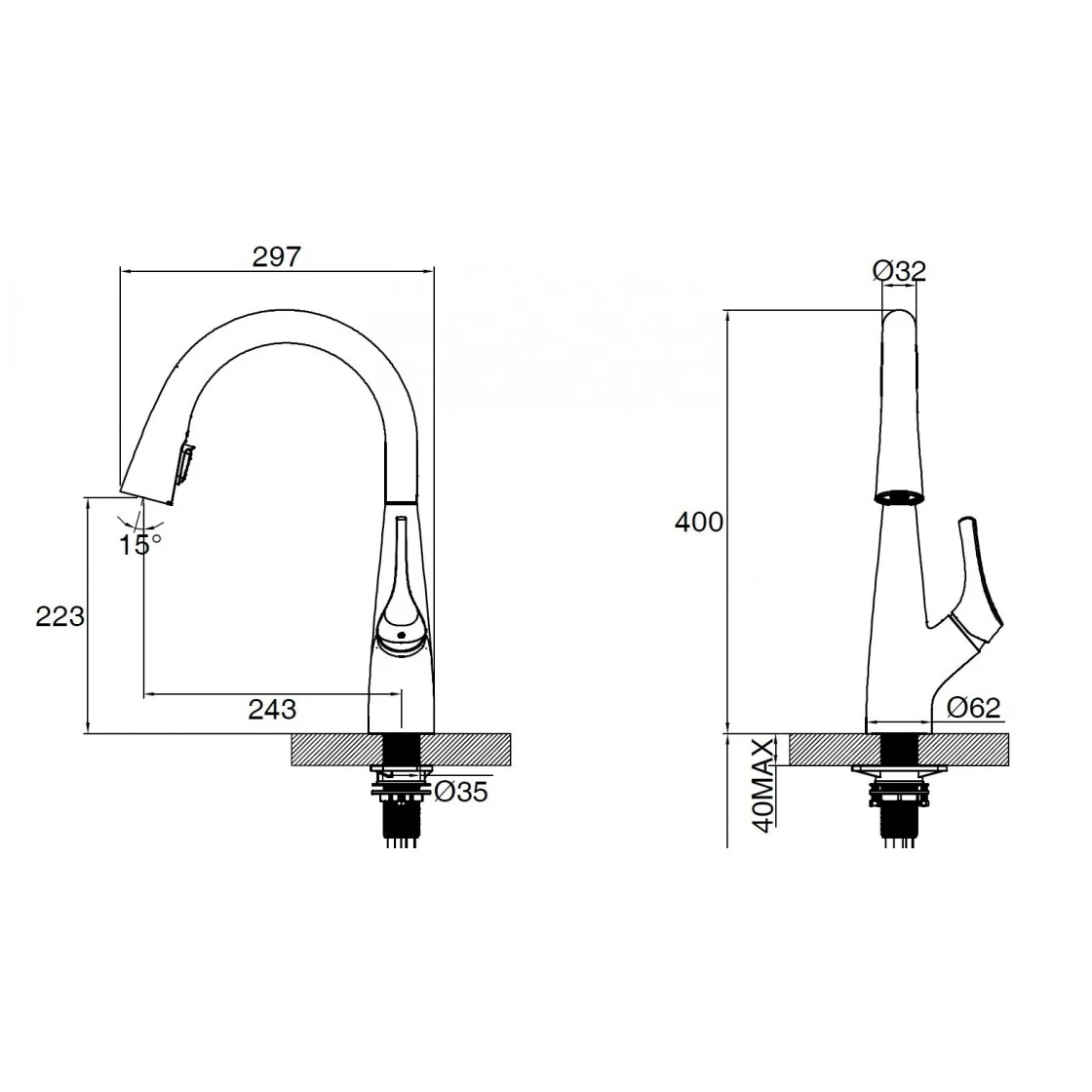 Clearwater Rosetta Pull Out Spray Filter Mixer Tap Black 4 Clearwater Rosetta Pull Out Spray Filter Mixer Tap Black - Image 2
