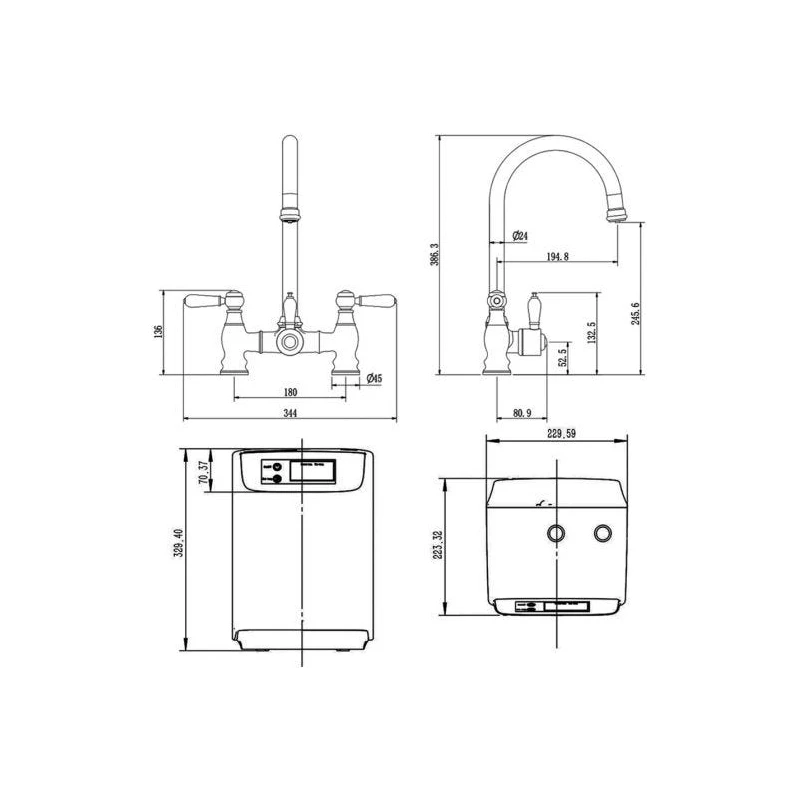 Ellsi 3 In 1 Traditional Bridge Hot Water Kitchen Mixer Chrome/White 4 Ellsi 3 In 1 Traditional Bridge Hot Water Kitchen Mixer Chrome/White - Image 2
