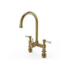 Ellsi 3 In 1 Traditional Bridge Hot Water Kitchen Mixer Brushed Gold/White