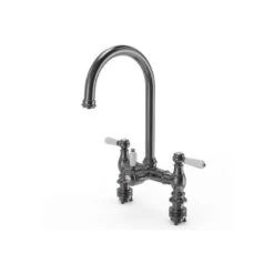 Ellsi 3 In 1 Traditional Bridge Hot Water Kitchen Mixer Gun Metal/White