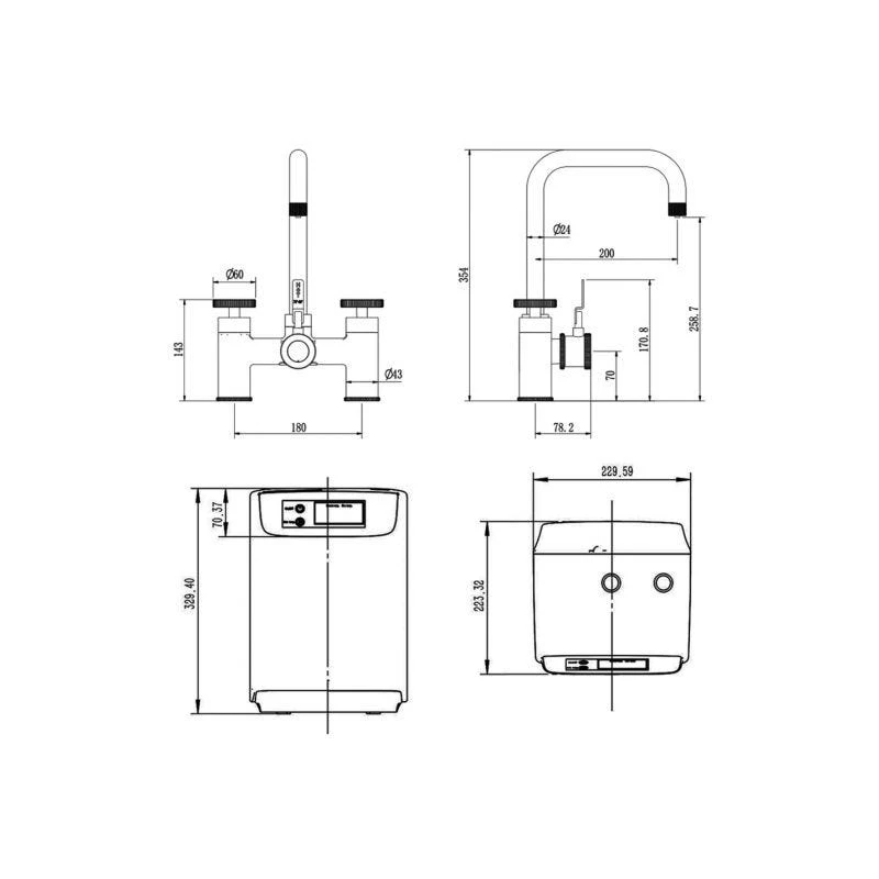 Ellsi 3 In 1 Industrial Bridge Hot Water Kitchen Sink Mixer Brushed Brass 4 Ellsi 3 In 1 Industrial Bridge Hot Water Kitchen Sink Mixer Brushed Brass - Image 2