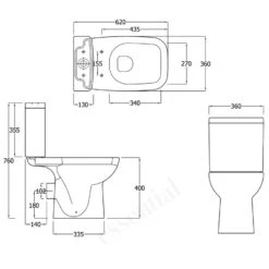 Essential Violet Close Coupled Pan, Cistern & Soft Close Seat -Home Bathroom essential ec6005 3