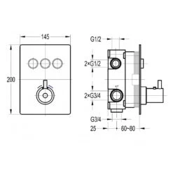 Flova Levo Concealed Thermostatic GoClick 3 Outlet Trim Square 5 Flova Levo Concealed Thermostatic GoClick 3 Outlet Trim Square -Home Bathroom flova lvtgo3trim sq 2