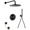 Flova Levo 3 Way Shower Set With Overflow Filler Round Matt Black -Home Bathroom flova mb lvt3wpk1 ro