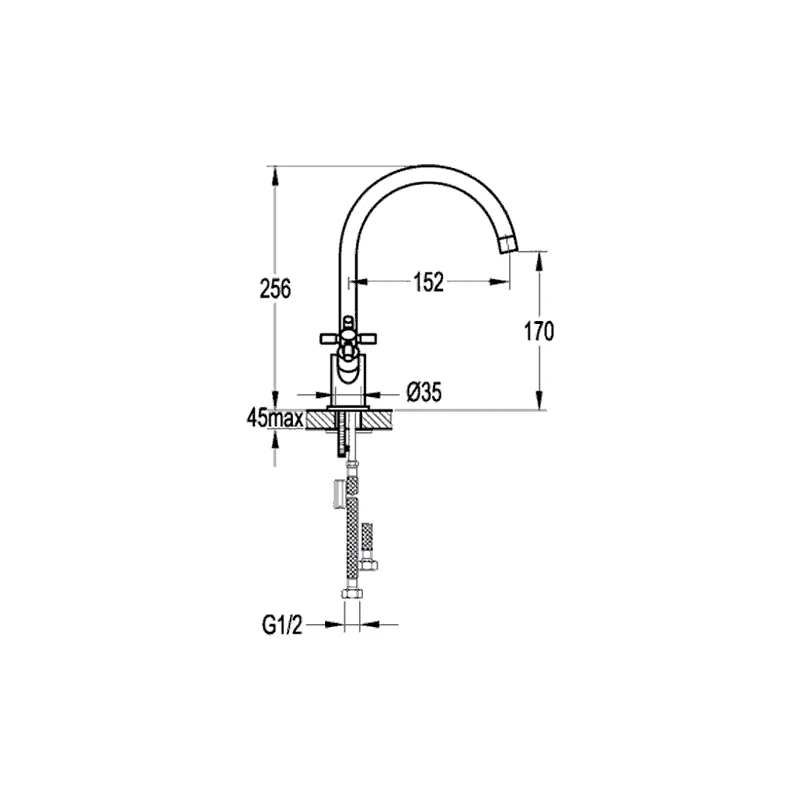 Flova XL Two Handle Basin Mixer With Clicker Waste 4 Flova XL Two Handle Basin Mixer With Clicker Waste - Image 2