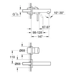 Grohe Concetto Wall Mounted 2-Hole Basin Mixer 19575 -Home Bathroom grohe 19575001 2