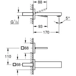 Grohe Eurocube Joy Wall Mounted 2-Hole Basin Mixer M-Size 19997 5 Grohe Eurocube Joy Wall Mounted 2-Hole Basin Mixer M-Size 19997 -Home Bathroom grohe 19997000 2