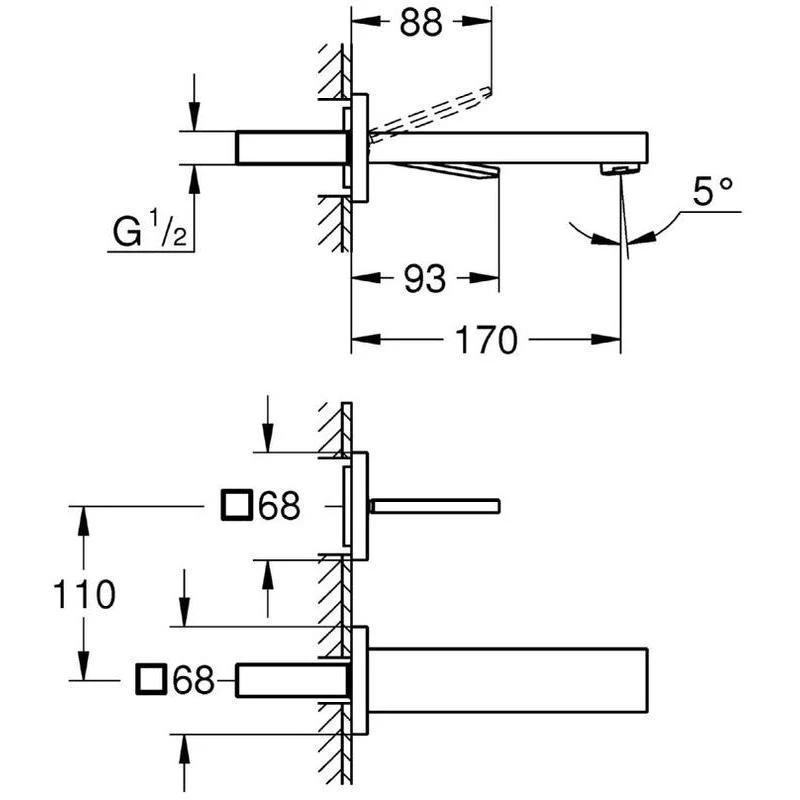 Grohe Eurocube Joy Wall Mounted 2-Hole Basin Mixer M-Size 19997 4 Grohe Eurocube Joy Wall Mounted 2-Hole Basin Mixer M-Size 19997 - Image 2