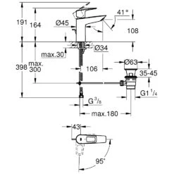 Grohe Bauloop M-Size Cold Start Basin Mixer With Pop Up Waste 23887 -Home Bathroom grohe 23887001 5
