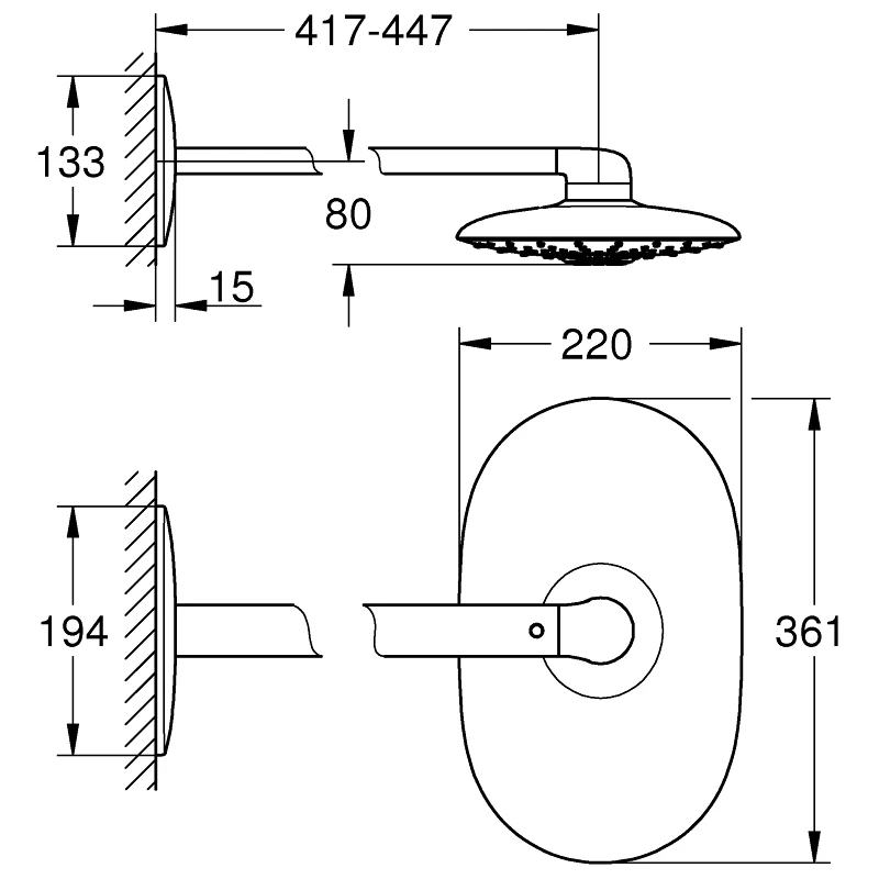 Grohe Rainshower 360 Duo Head Shower Set 26254 Moon White 4 Grohe Rainshower 360 Duo Head Shower Set 26254 Moon White - Image 2