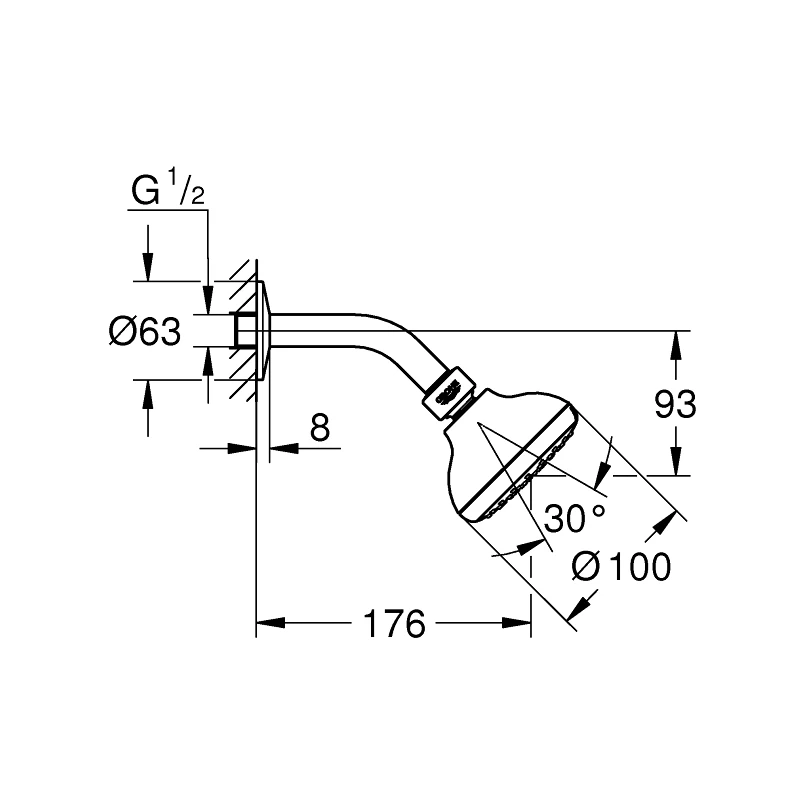 Grohe Tempesta 100 Head Shower 1 Spray 26267 Chrome 4 Grohe Tempesta 100 Head Shower 1 Spray 26267 Chrome - Image 2