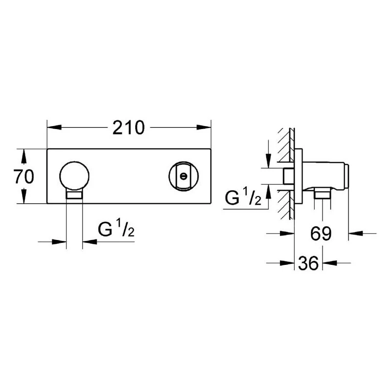 Grohe Grotherm F Wall Shower Union With Shower Holder 27621 4 Grohe Grotherm F Wall Shower Union With Shower Holder 27621 - Image 2