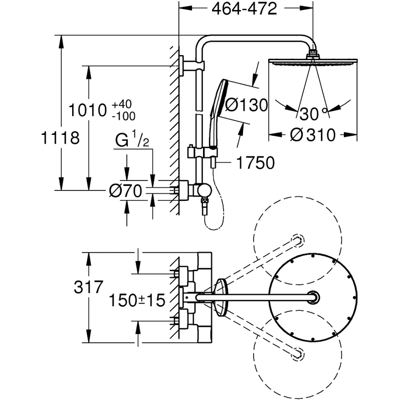 Grohe Rainshower Smartactive 310 Shower System 27968 4 Grohe Rainshower Smartactive 310 Shower System 27968 - Image 2