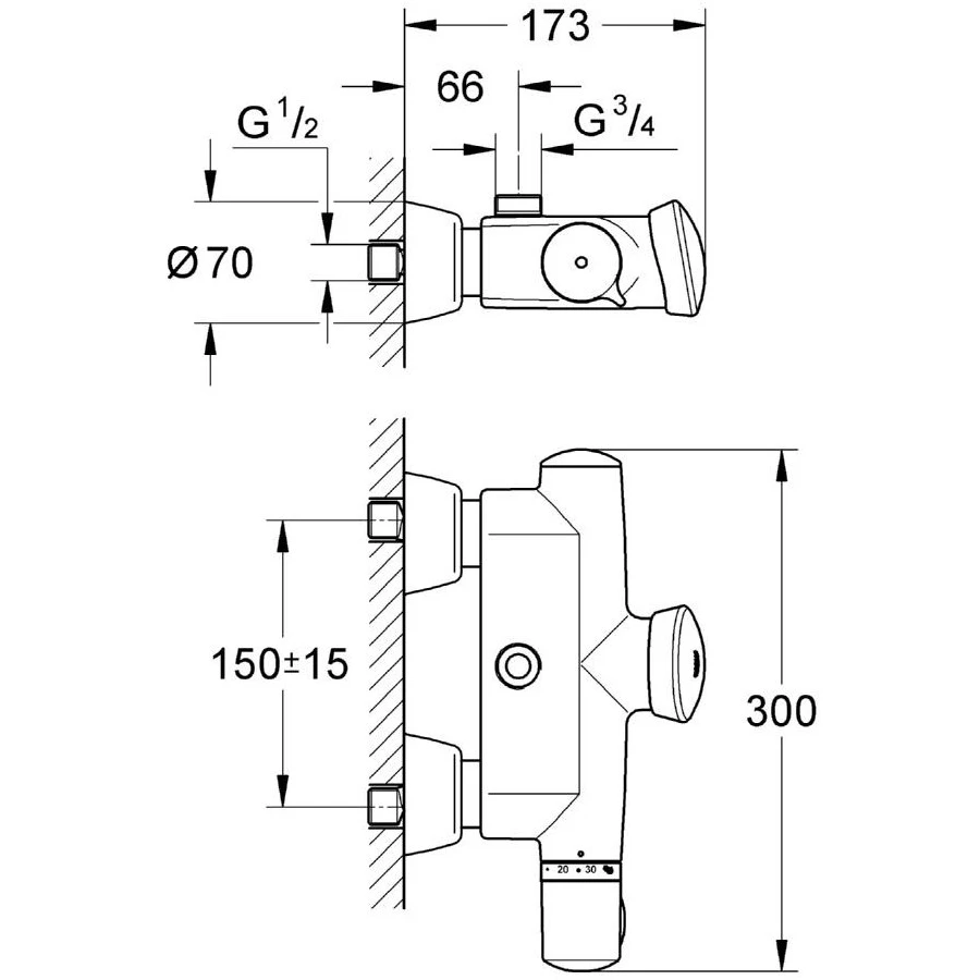 Grohe Eurodisc SE Self-Closing Shower Thermostat 1/2″ 36244 4 Grohe Eurodisc SE Self-Closing Shower Thermostat 1/2″ 36244 - Image 2