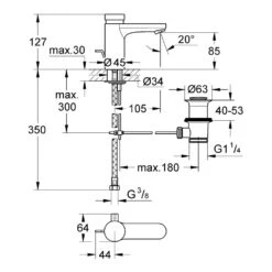 Grohe Eurosmart Cosmopolitan T Self-Closing Basin Mixer 36318 -Home Bathroom grohe 36318000 2