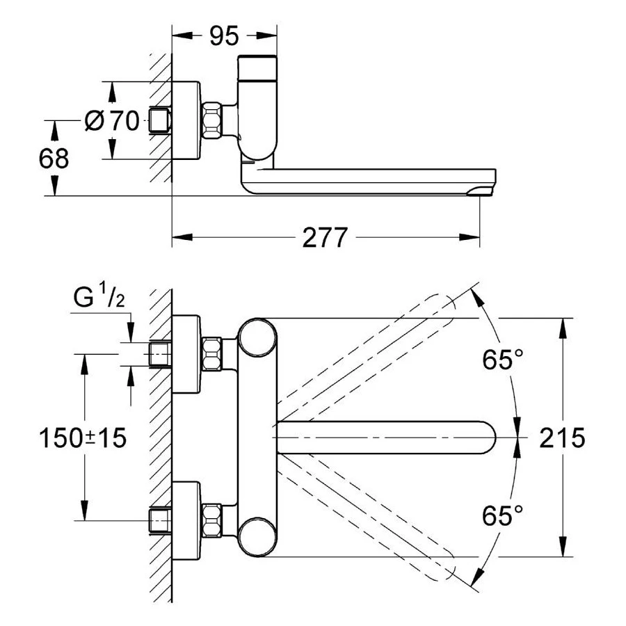 Grohe Eurosmart Cosmopolitan T Self-Closing Mixer 1/2″ 36319 4 Grohe Eurosmart Cosmopolitan T Self-Closing Mixer 1/2″ 36319 - Image 2