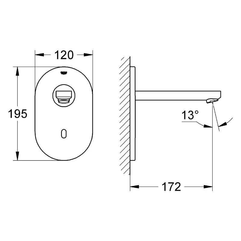 Grohe Eurosmart Cosmopolitan E Infra-Red Wall Tap 36335 Steel 4 Grohe Eurosmart Cosmopolitan E Infra-Red Wall Tap 36335 Steel - Image 2