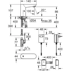 Grohe Euroeco Cosmopolitan E Bluetooth Infra-Red Electronic Tap 36409 -Home Bathroom grohe 36409000 2