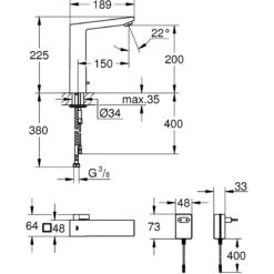 Grohe Eurocube E Infra-Red Electronic Basin Mixer Tap 36440 -Home Bathroom grohe 36440000 2