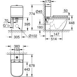 Grohe Euro Ceramic Close Coupled Toilet Pack With Soft Close Seat 39462 -Home Bathroom grohe 39462000 2