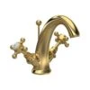 Hudson Reed Topaz Crosshead Hex Mono Basin Mixer Brushed Brass -Home Bathroom hudson reed bc805hx