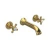 Hudson Reed Topaz Crosshead Hex Wall Basin Mixer Brushed Brass -Home Bathroom hudson reed bc817hx