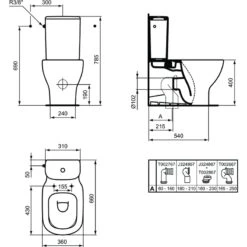 Ideal Standard Tesi Close Coupled Back-to-Wall Toilet With Normal Seat -Home Bathroom ideal standard t355701 2