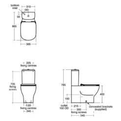 Ideal Standard Tesi BTW Toilet With 4/2.6 Litre Cistern & Standard Seat -Home Bathroom ideal standard t355701 t356901 t352801 3