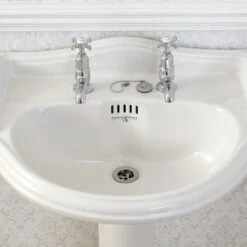 Perrin & Rowe Pair Of Basin Taps With Crosshead Handles Nickel -Home Bathroom perrin rowe 3476ni 4