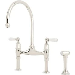 Perrin & Rowe Ionian Taps With Lever Handles & Rinse Pewter