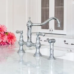 Perrin & Rowe Provence Lever Bridge Sink Mixer & Rinse Chrome -Home Bathroom perrin rowe 4756cp 4