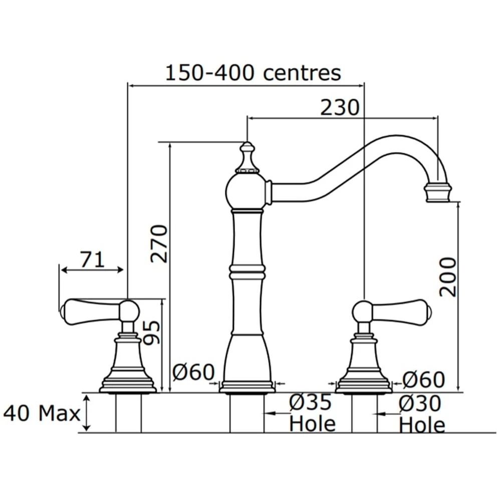 Perrin & Rowe Alsace 3 Hole Kitchen Sink Mixer Nickel 4 Perrin & Rowe Alsace 3 Hole Kitchen Sink Mixer Nickel - Image 2