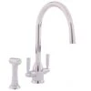 Perrin & Rowe Oberon C Spout Kitchen Sink Mixer With Rinse Pewter -Home Bathroom perrin rowe 4866pf